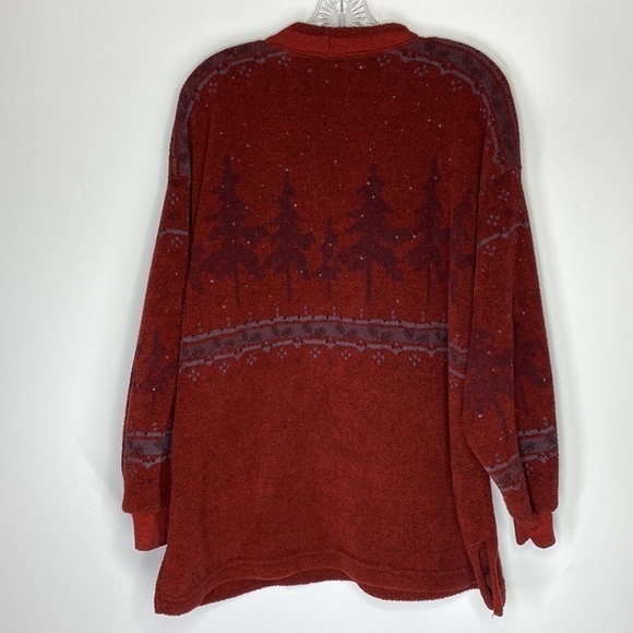 Vintage Artisans Red Evergreen Forest Crewneck Sweater Size XL - Picture 2 of 4